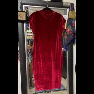Plus size burgundy Velvet dress